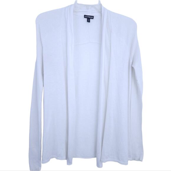 Express Lightweight Cardigan Medium White Sweater Casual, Cashmere Blend - Picture 1 of 4